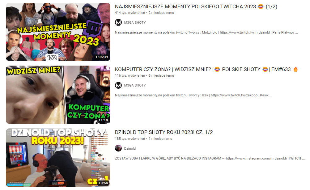 shoty z Twitcha na YouTube